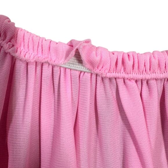 Vintage Perry Lingerie Nightgown Large Pink Silky Nylon Lace Trim Ruffle Long - Picture 6 of 7